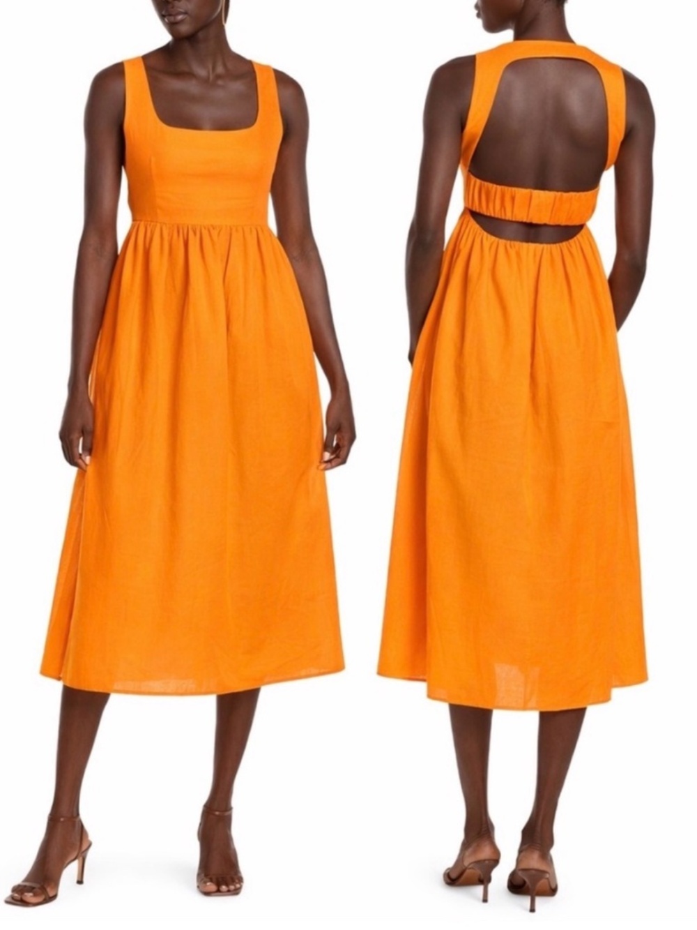 OPT Orange Backless Cutout Midi Maxi Dress Size Medium Tangerine Summer